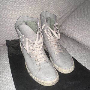 Gray Rick Owens Mastodon Cracked-Leather High-Top Sneakers EU 42 (9D US) - Italy